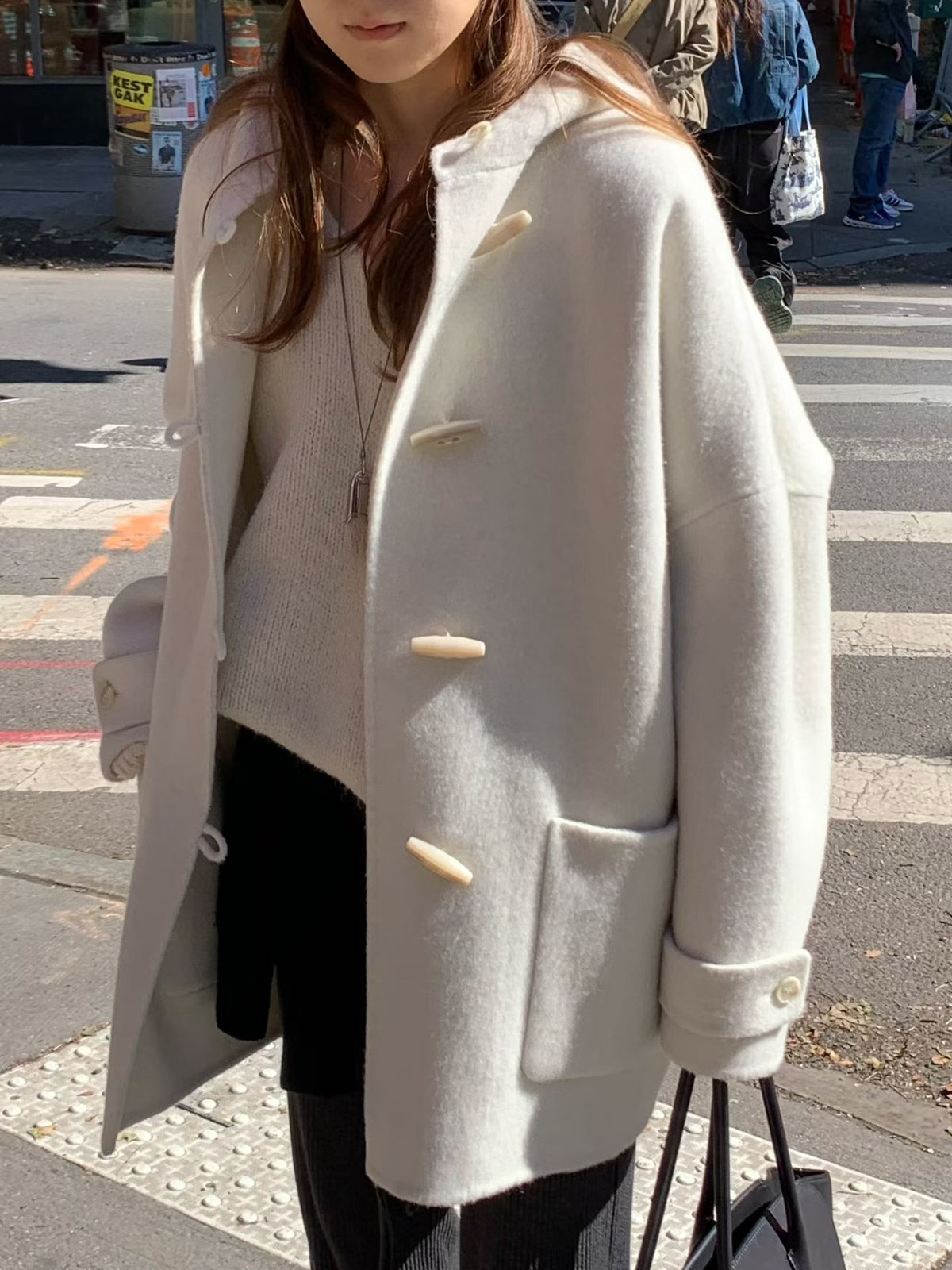 Handmade hoodie cashmere duffle coat