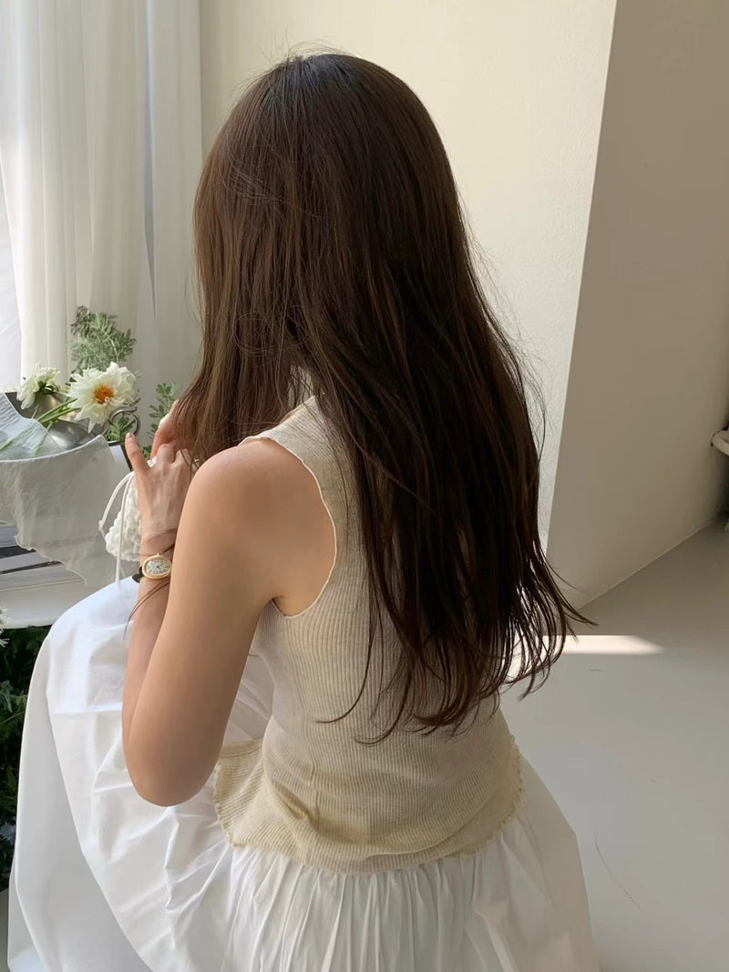 Silk mori sleeveless knit
