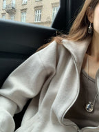 High neck zip-up cardigan