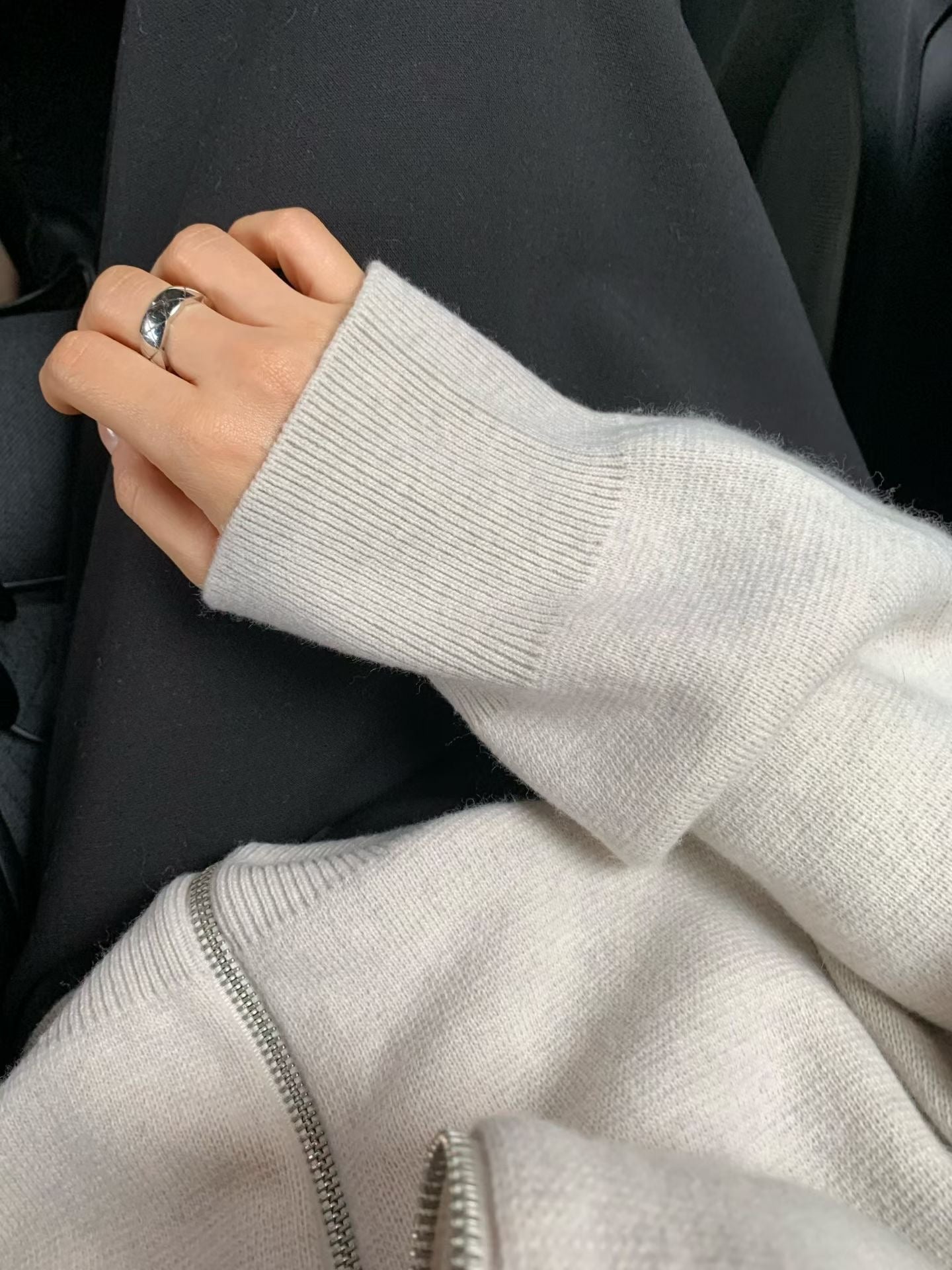 High neck zip-up cardigan
