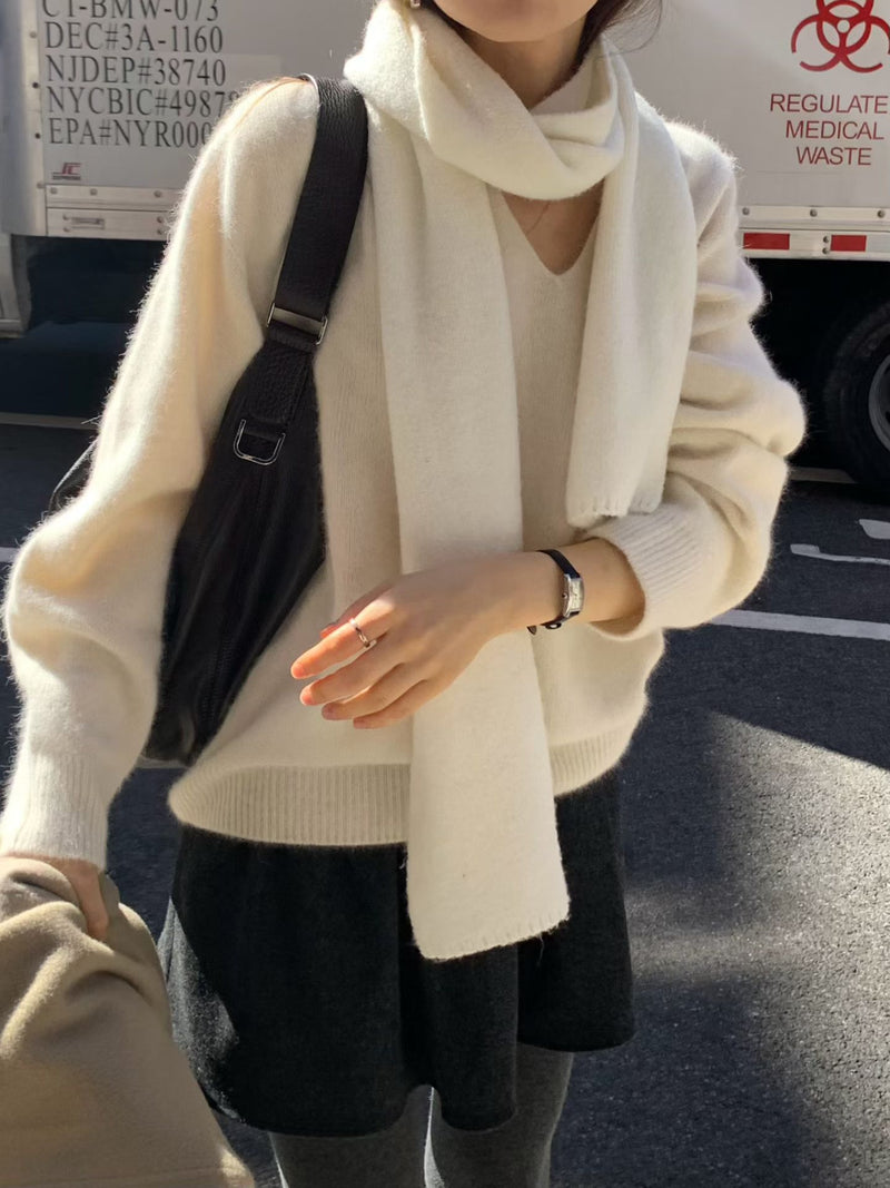Raccoon v pullover knit
