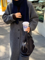 Handmade lene wool long coat