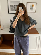 Aging double tuck pants