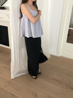 Pintuck flare stripe blouse