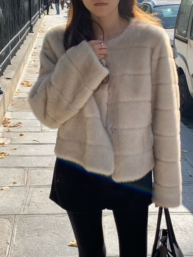 Sage minc fur jacket