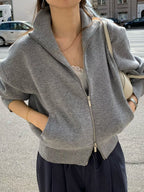 High neck zip-up cardigan