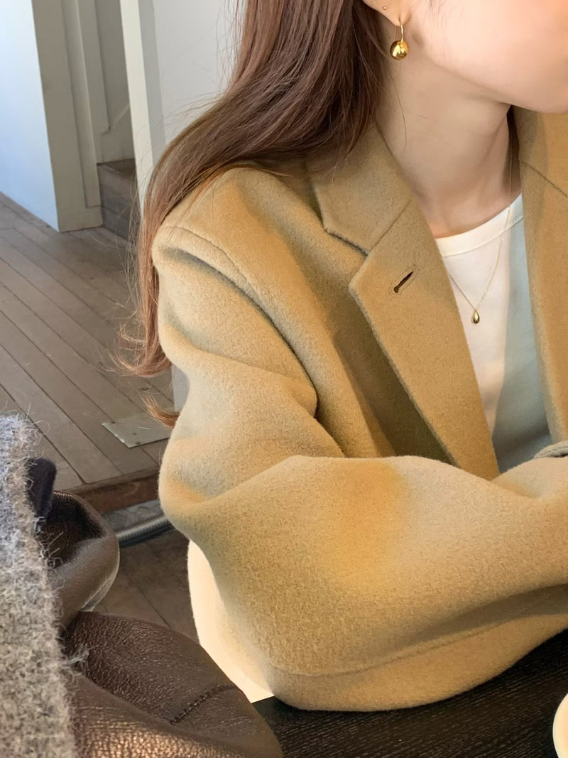 Handmade lene wool long coat