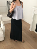 Pintuck flare stripe blouse