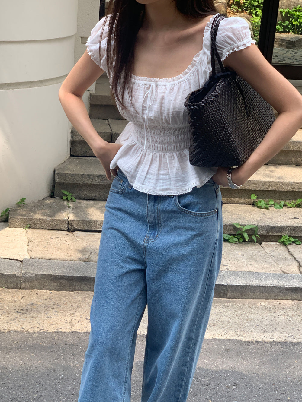 [Instock] Claire slub denim pants