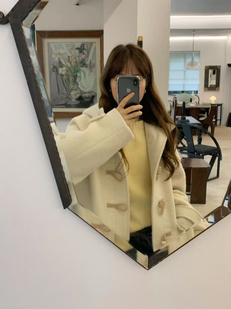 Baby alpaca hoodie duffle coat