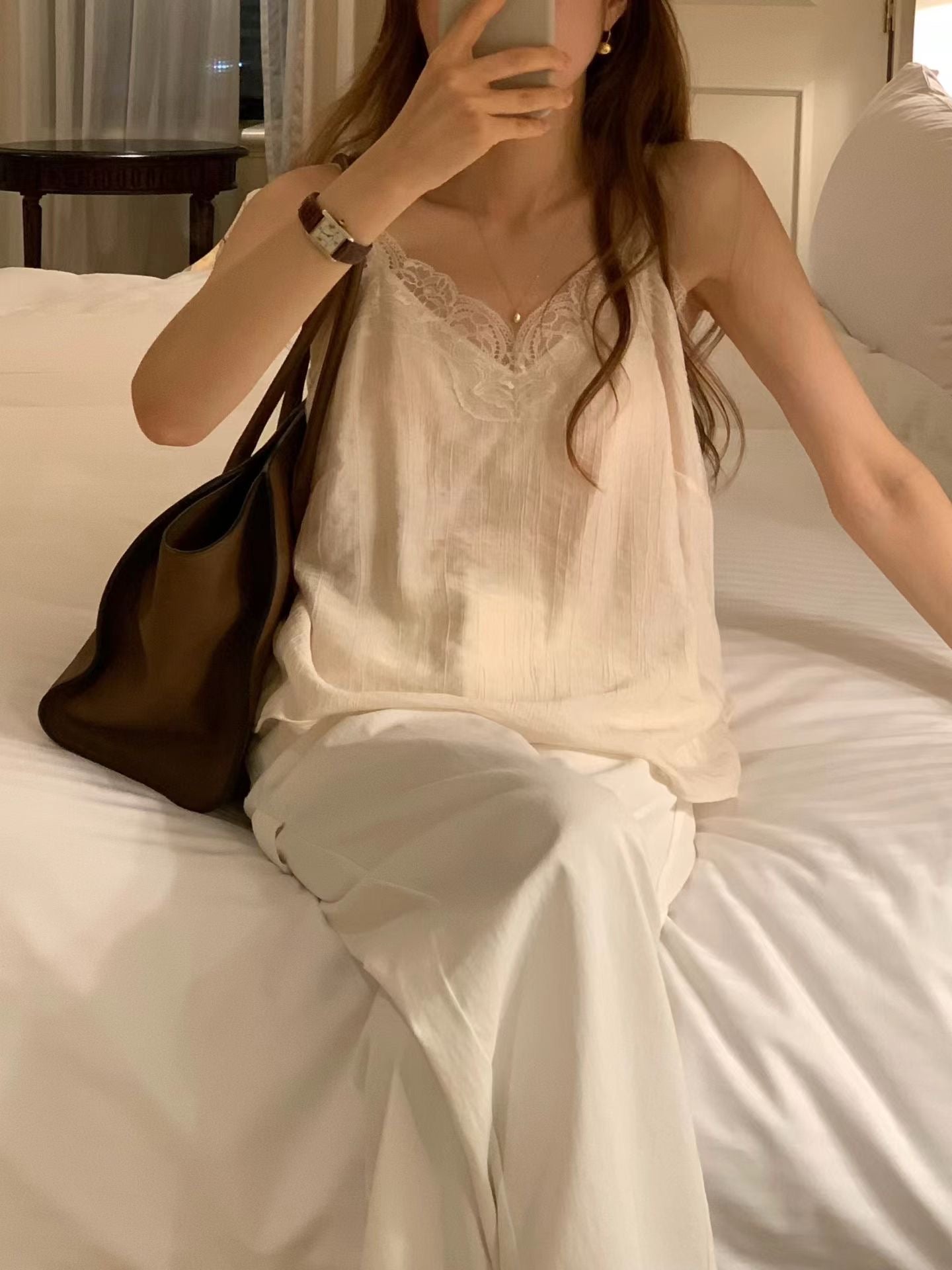 [Instock] Camisole lace blouse (ivory)