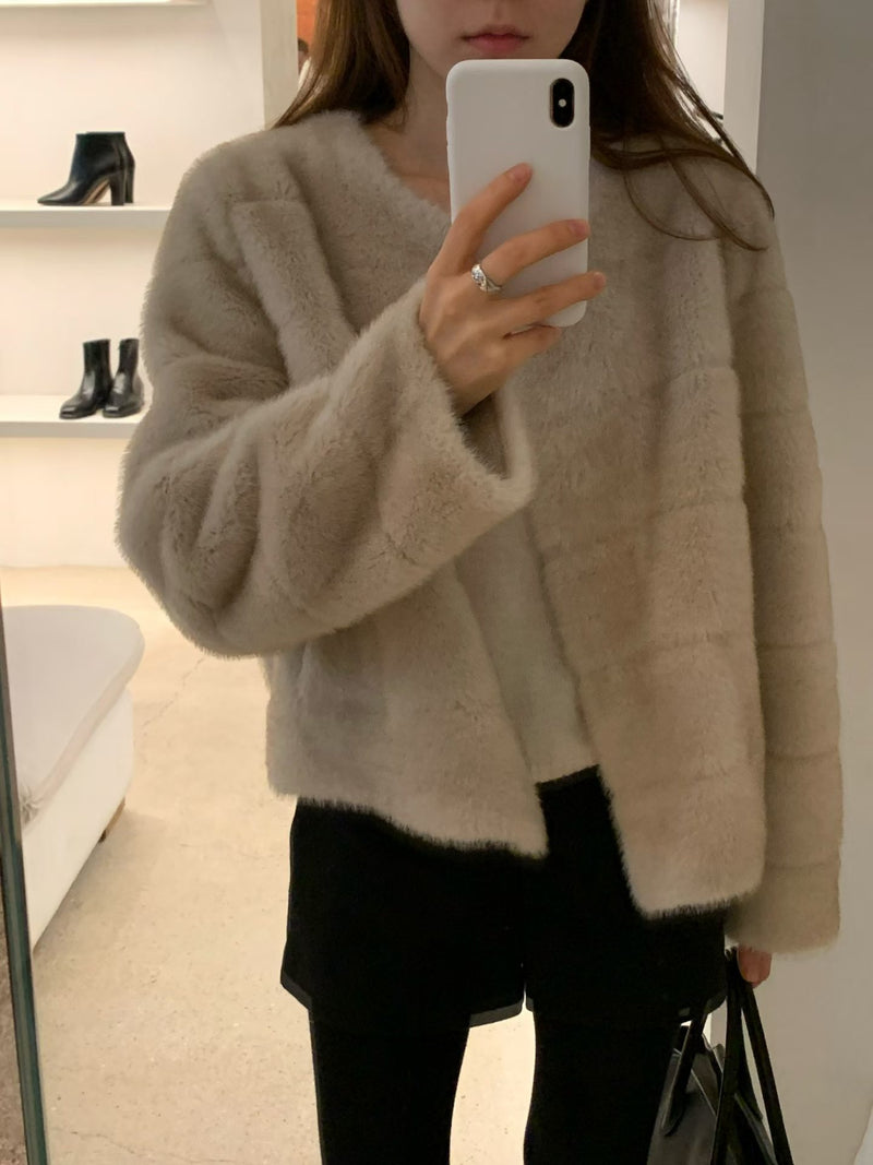 Sage minc fur jacket