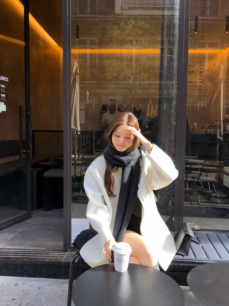 Handmade cony cashmere raglan coat