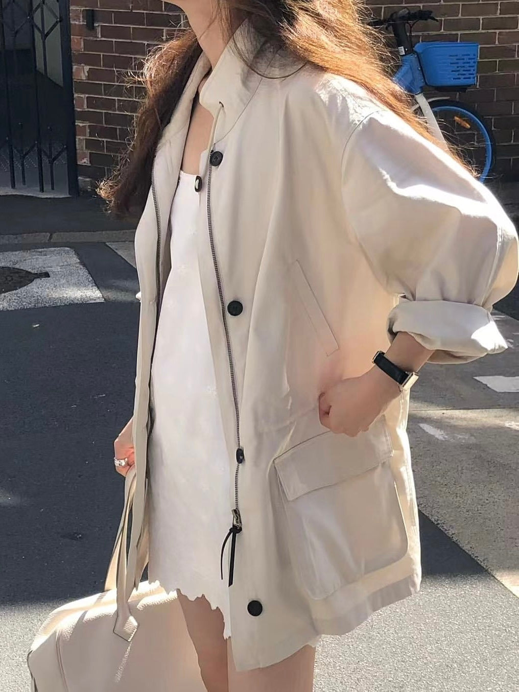 [sale] pocket cotton half trench
