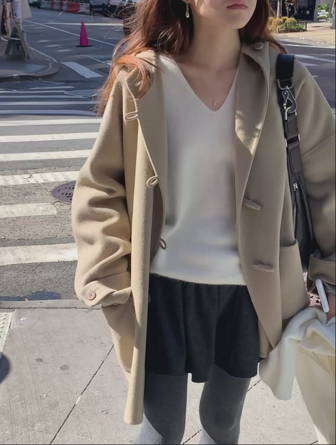 Handmade hoodie cashmere duffle coat