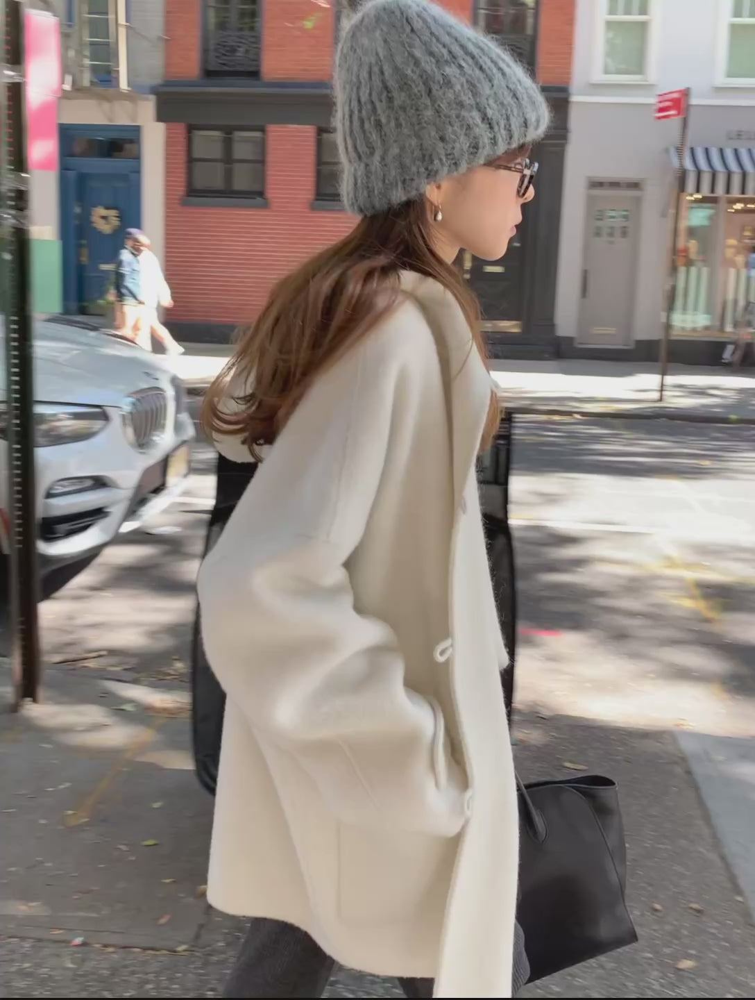 Handmade hoodie cashmere duffle coat